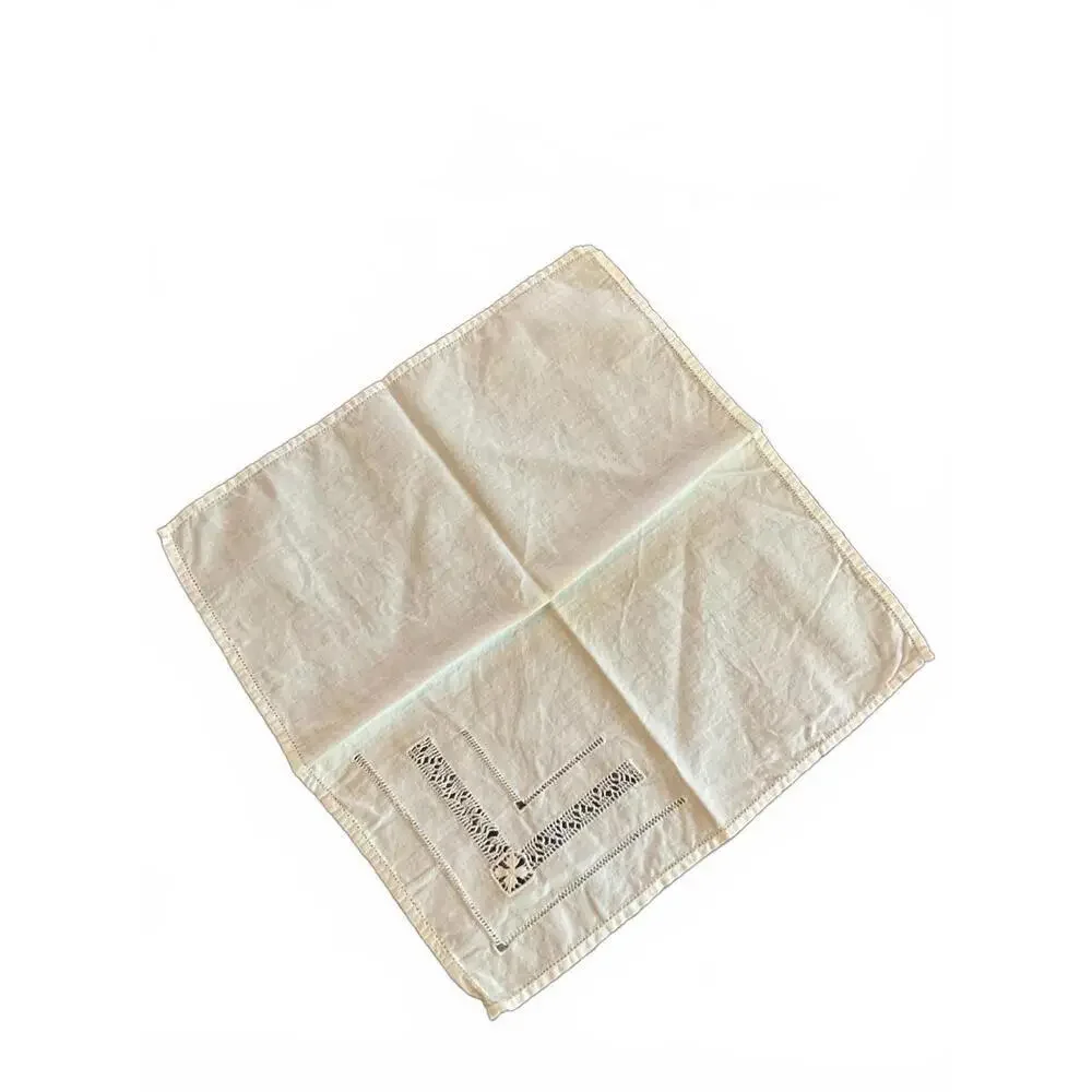 Vintage Lace-Trimmed Linen Table Napkin 11” X 11 1/2”